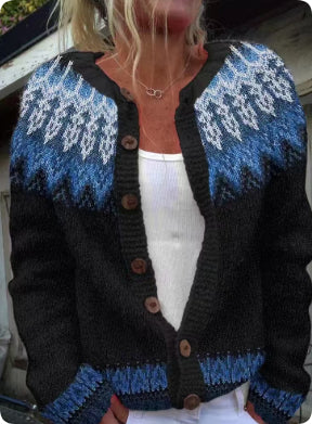 Cardigan Color-blocked Faire Isle  Loose-fitting Fashionable Knitwear