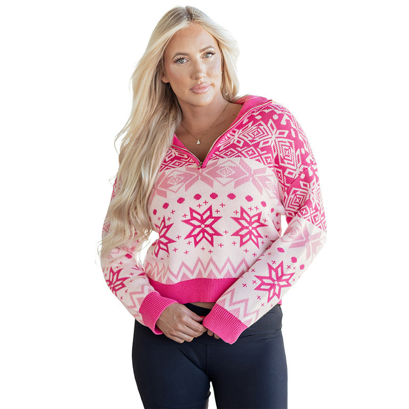 Apres Ski! Trendy Snowflake Print Sweater