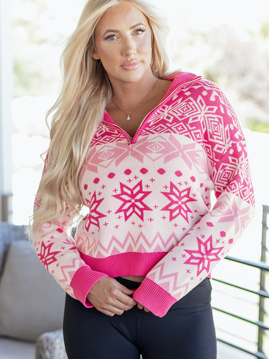 Apres Ski! Trendy Snowflake Print Sweater