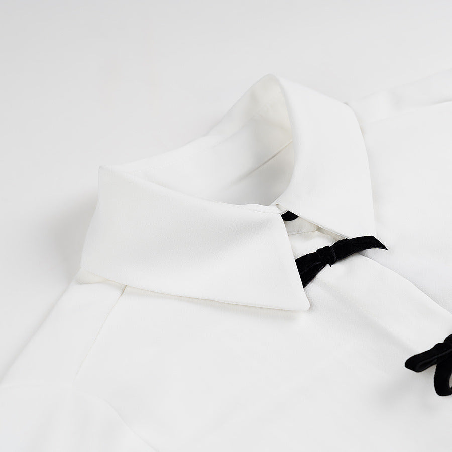 Women's Fashion Bow Decorated Long Sleeve Shirt