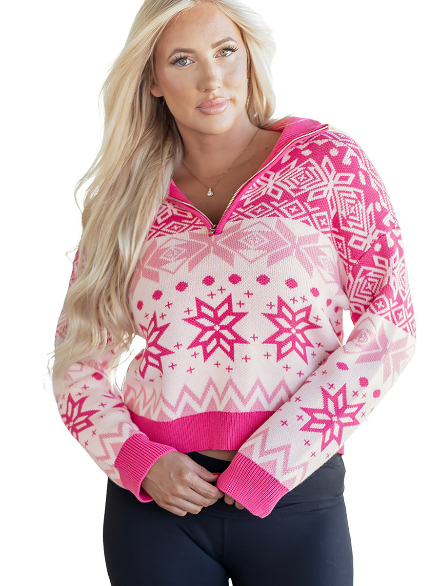 Apres Ski! Trendy Snowflake Print Sweater